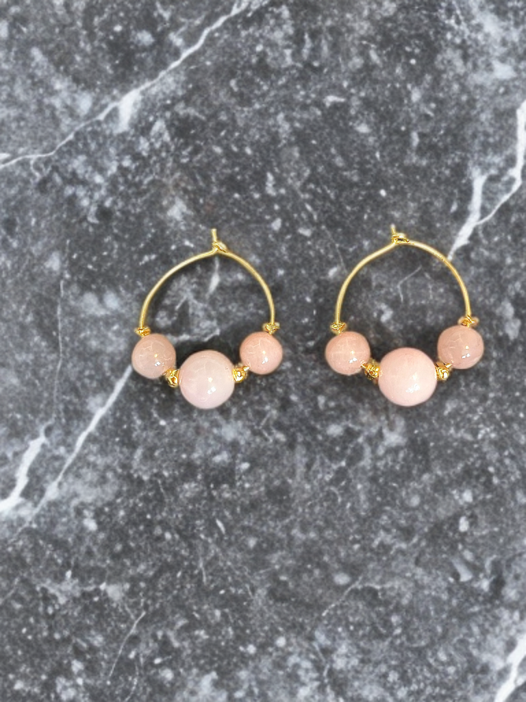 Øreringer: Hoops Pink 'n White
