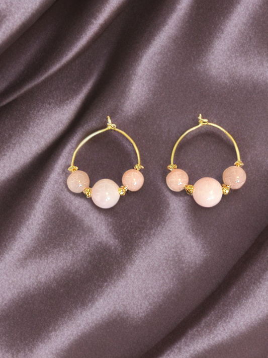 Øreringer: Hoops Pink 'n White