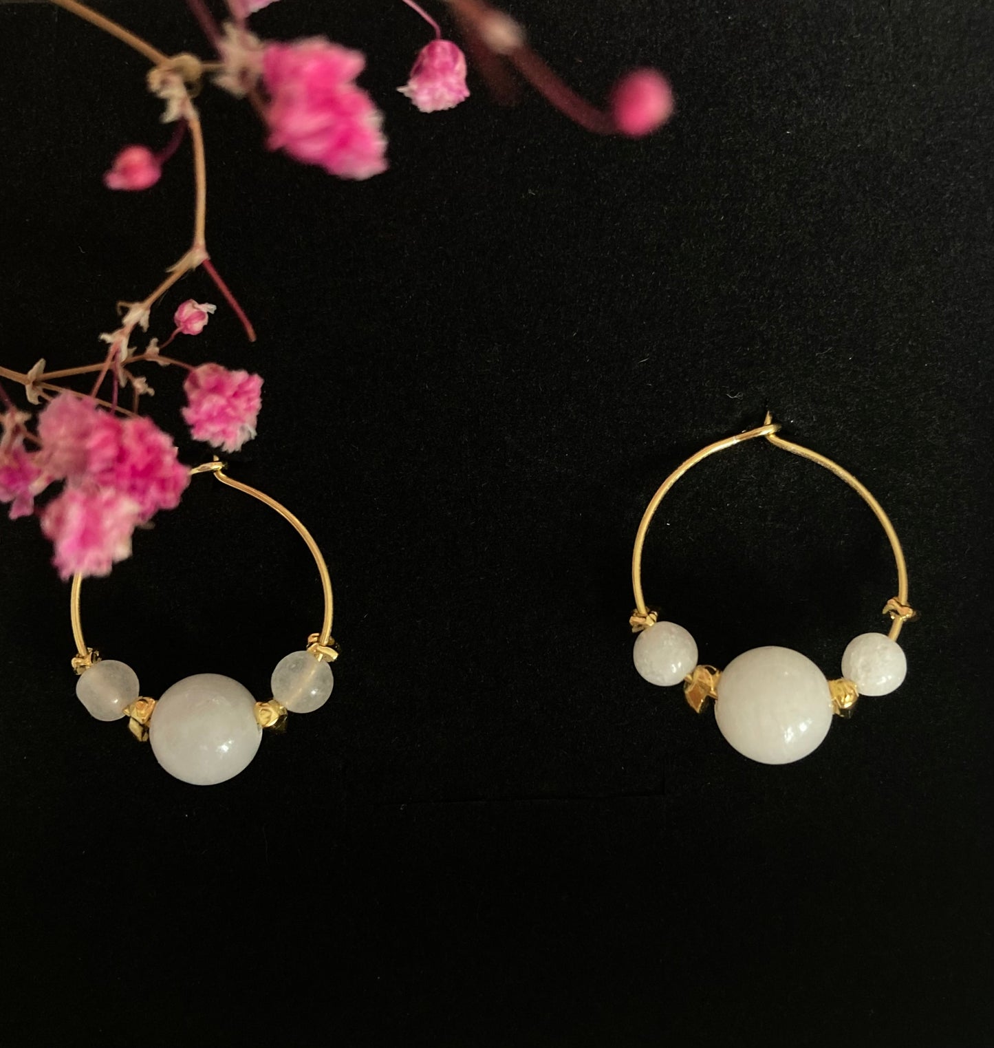 Øreringer: Hoops Pink 'n White