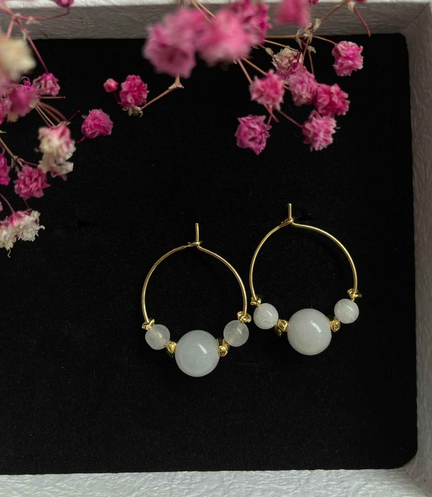 Øreringer: Hoops Pink 'n White