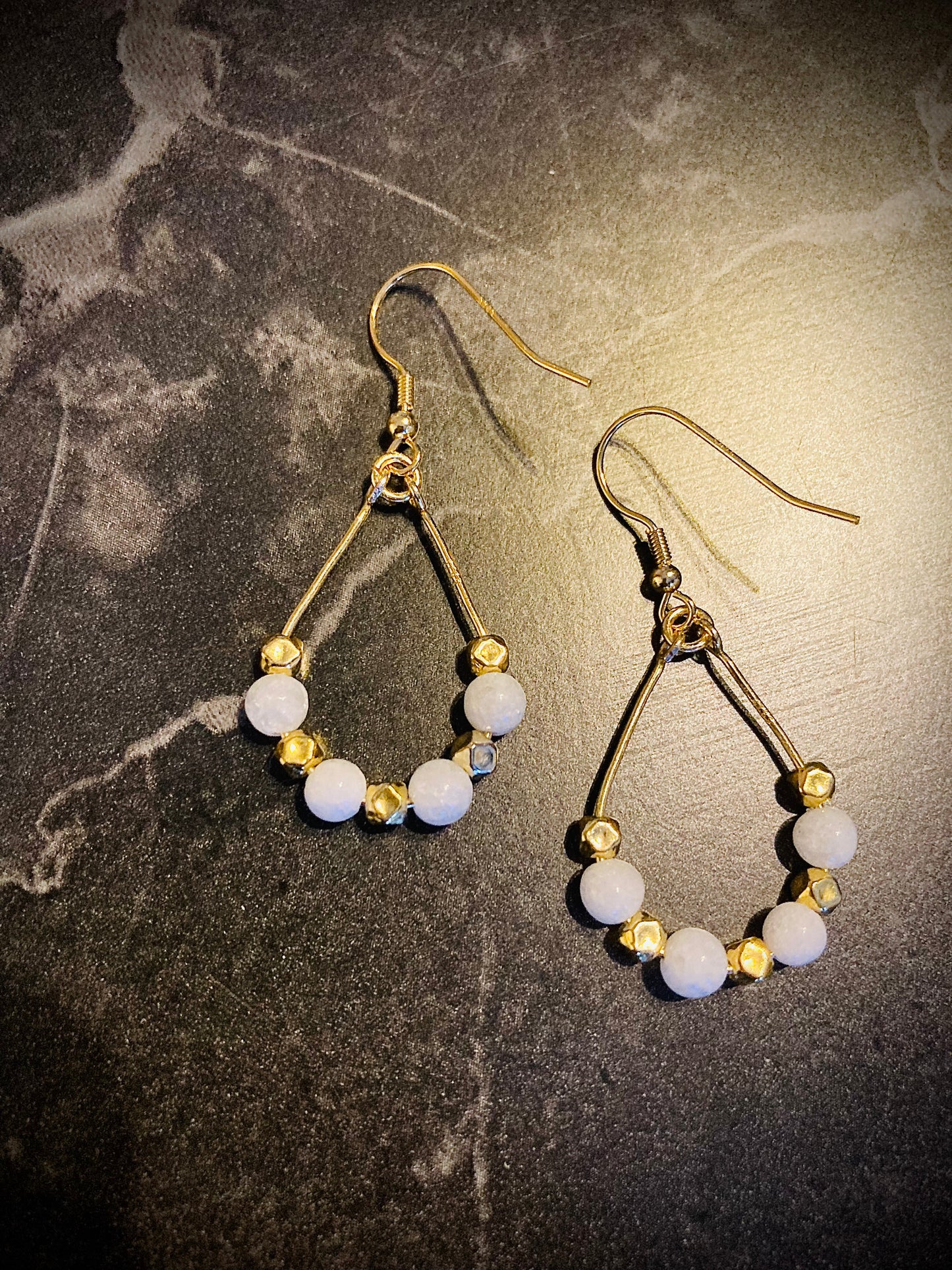 Fransk ørekrok: Sølv & Jade Dråpe