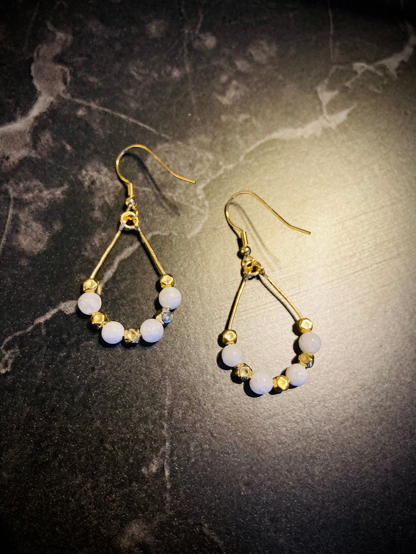 Fransk ørekrok: Sølv & Jade Dråpe