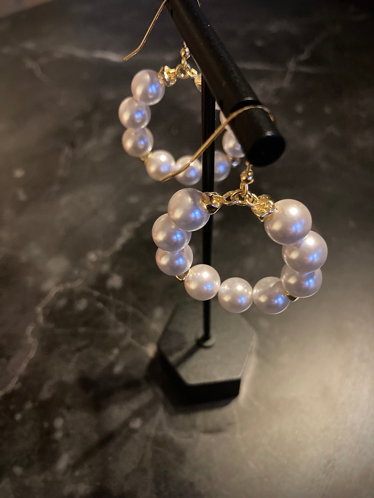 Øredobber Sølv: Shell Perler i Hvitt